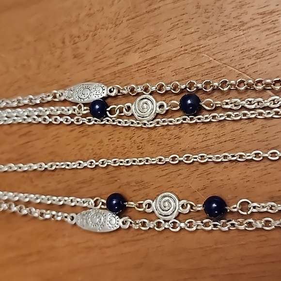 24 inch 3 layer whimsical black lacquered silver necklace - Picture 7 of 10